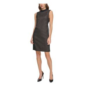 TOMMY HILFIGER Womens Black Sleeveless Above The Knee Sheath Dress 10